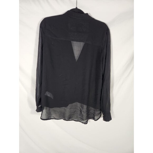 Micheal Kors Womens Tops Sheer Black Old Money Classic Blouson US/10 - Picture 2 of 3
